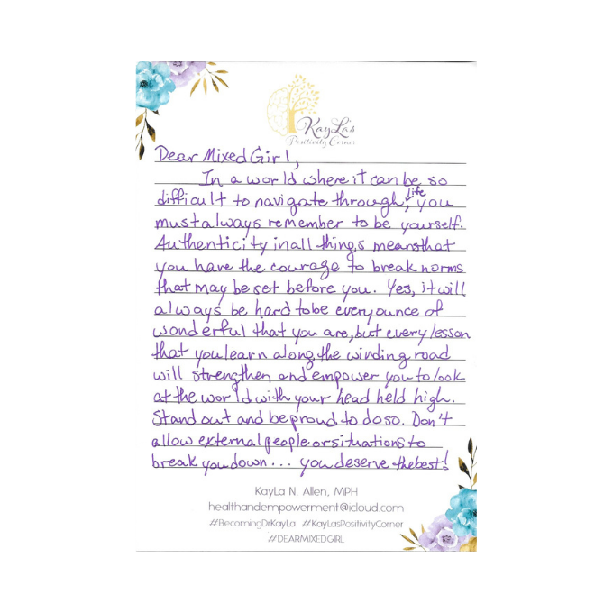 Dear Mixed Girl Letter by Dr. KayLa N. Allen