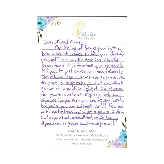 Dear Mixed Girl Letter by Dr. KayLa N. Allen