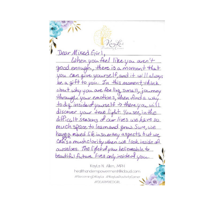 Dear Mixed Girl Letter by Dr. KayLa N. Allen
