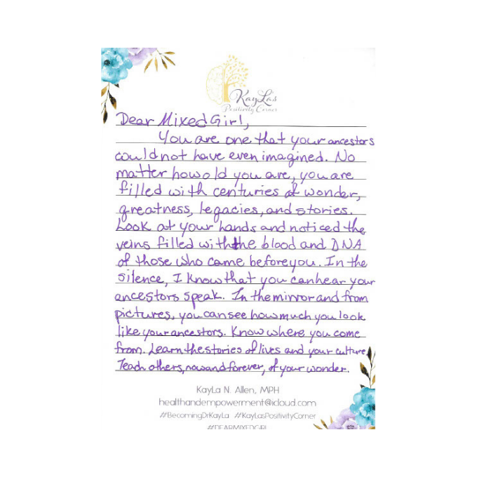 Dear Mixed Girl Letter by Dr. KayLa N. Allen