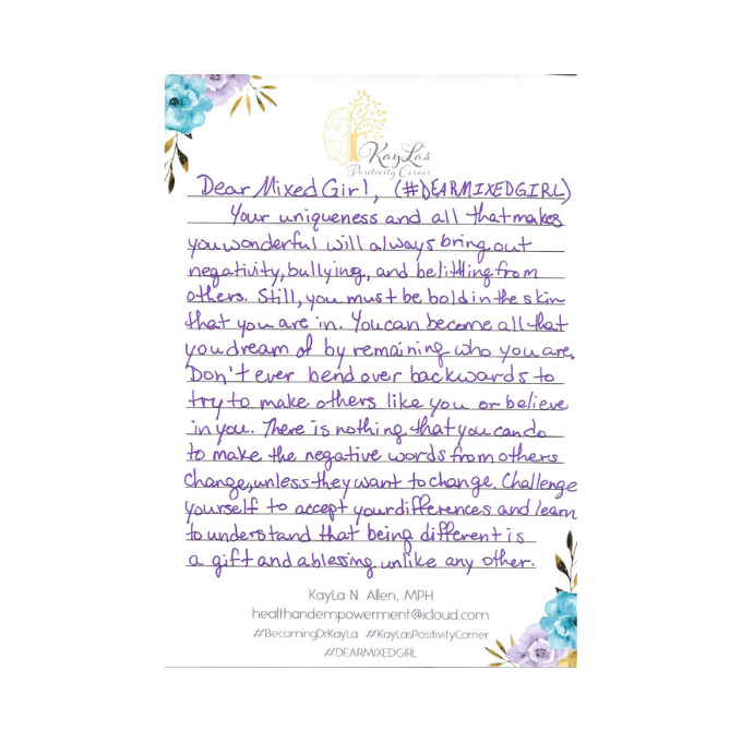 Dear Mixed Girl Letter by Dr. KayLa N. Allen