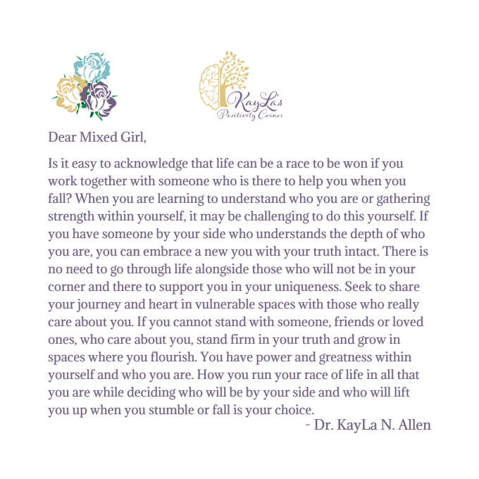 Dear Mixed Girl Letter Image for Letter "Your Two-Legged Race" by Dr. KayLa N. Allen