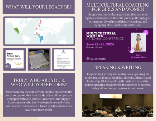 Purple and white background of Dear Mixed Girl Brochure