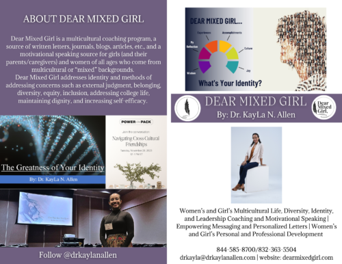 Purple and white background of Dear Mixed Girl Brochure