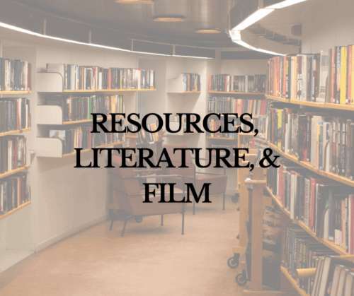 Semi-Transparent Library with Books and Title Reading Resources Literature and Film