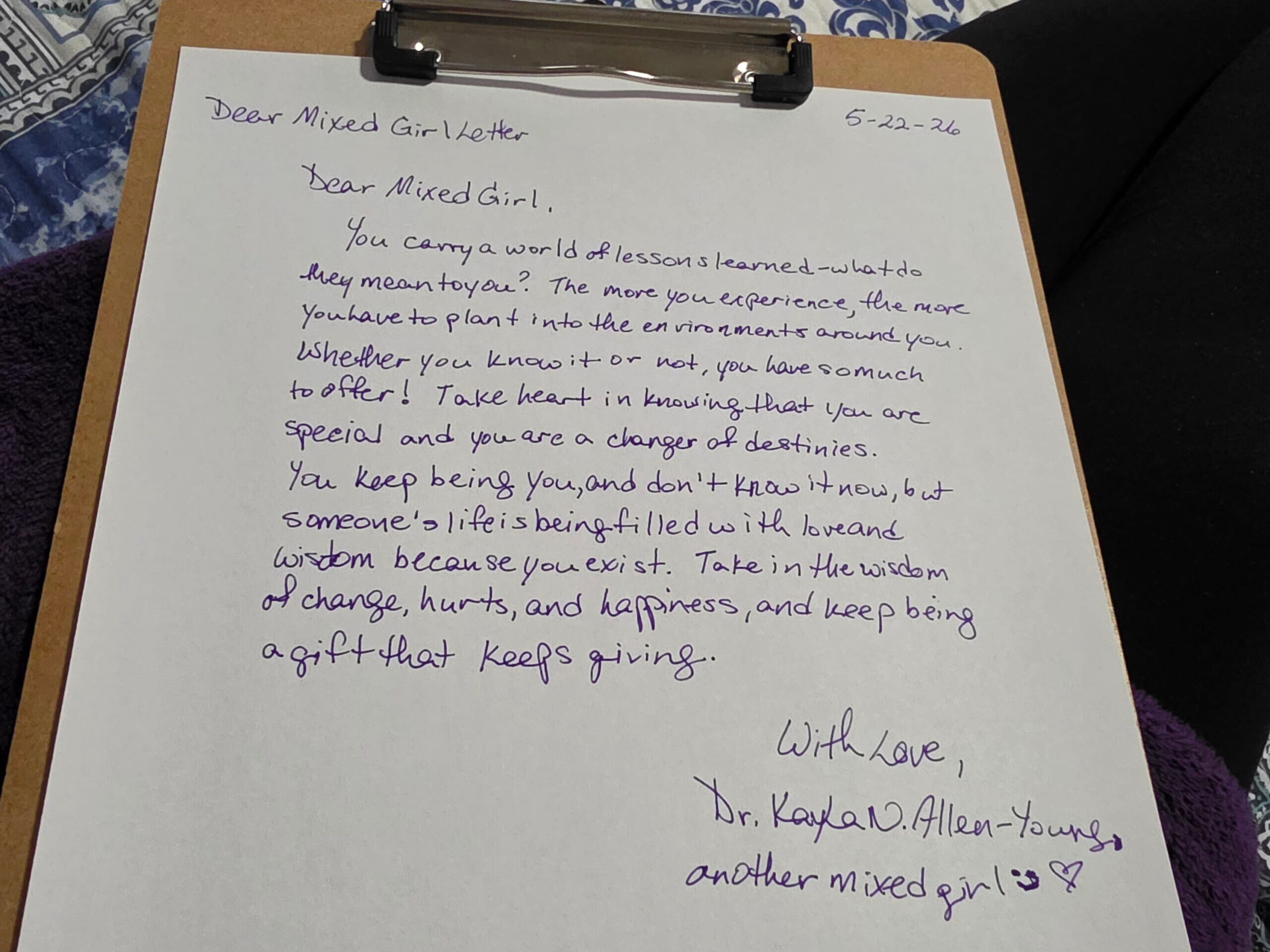 Written Dear Mixed Girl Letter by Dr. KayLa